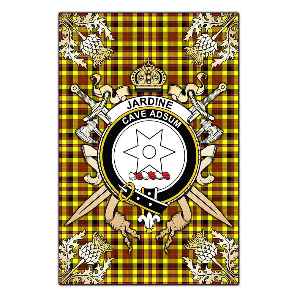 Clan Jardine Tartan Crest Black Garden Flag  - Gold Thistle  LI35 Clan Jardine Tartan Today   