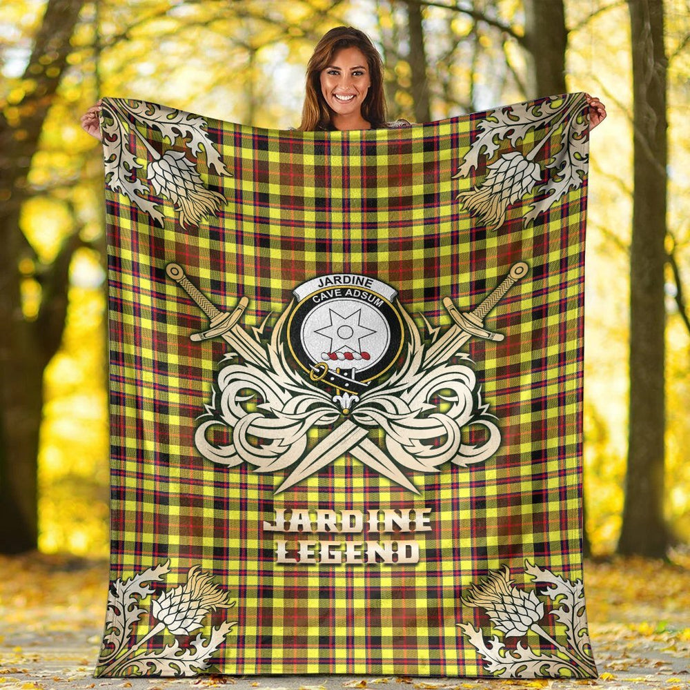 Clan Jardine Tartan Gold Courage Symbol Blanket IV91 Clan Jardine Tartan Today   