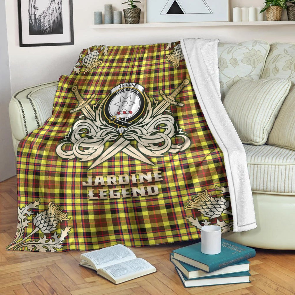 Clan Jardine Tartan Gold Courage Symbol Blanket IV91 Clan Jardine Tartan Today   