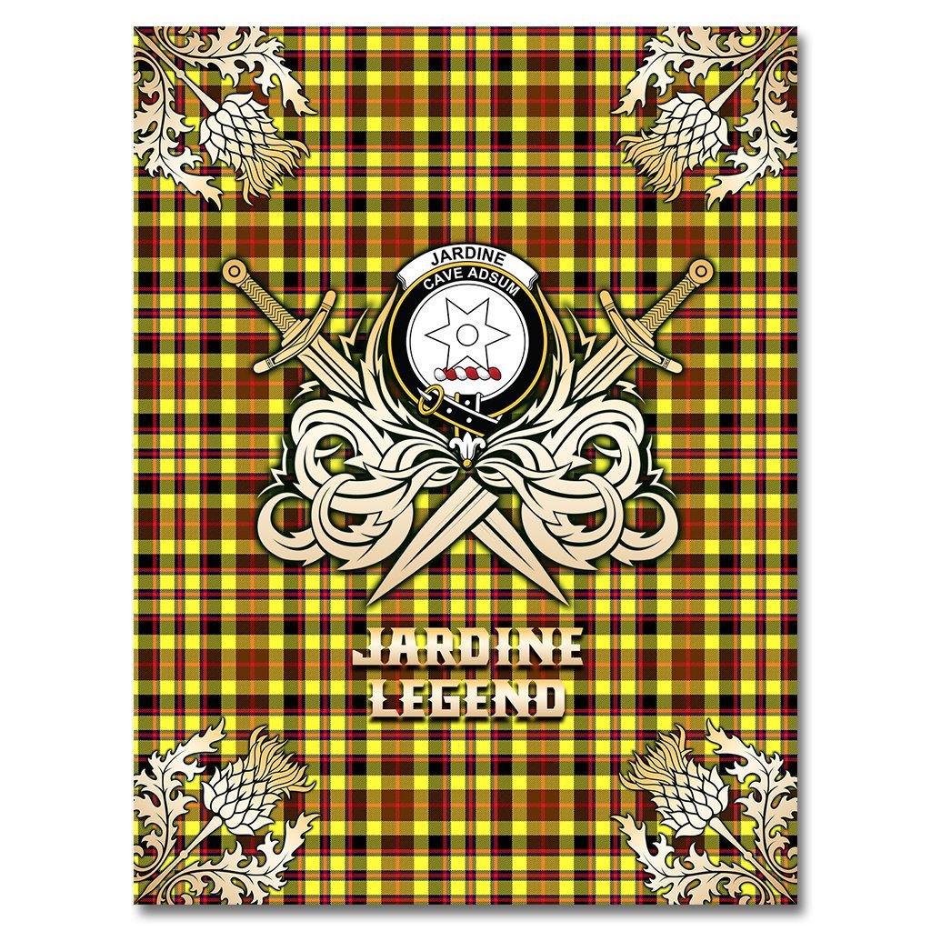 Clan Jardine Tartan Gold Courage Symbol Blanket IV91 Clan Jardine Tartan Today   