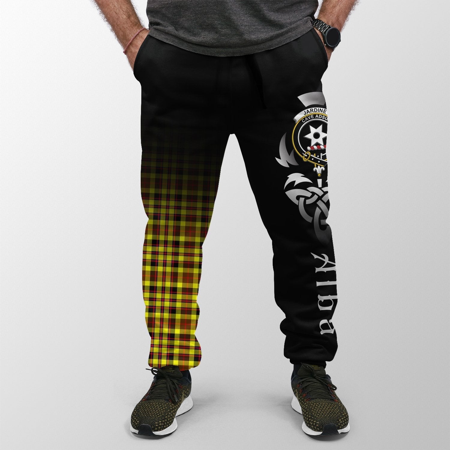 Clan Jardine Tartan Crest Jogger Sweatpants  Alba Celtic Style RT95 Clan Jardine Tartan Today   