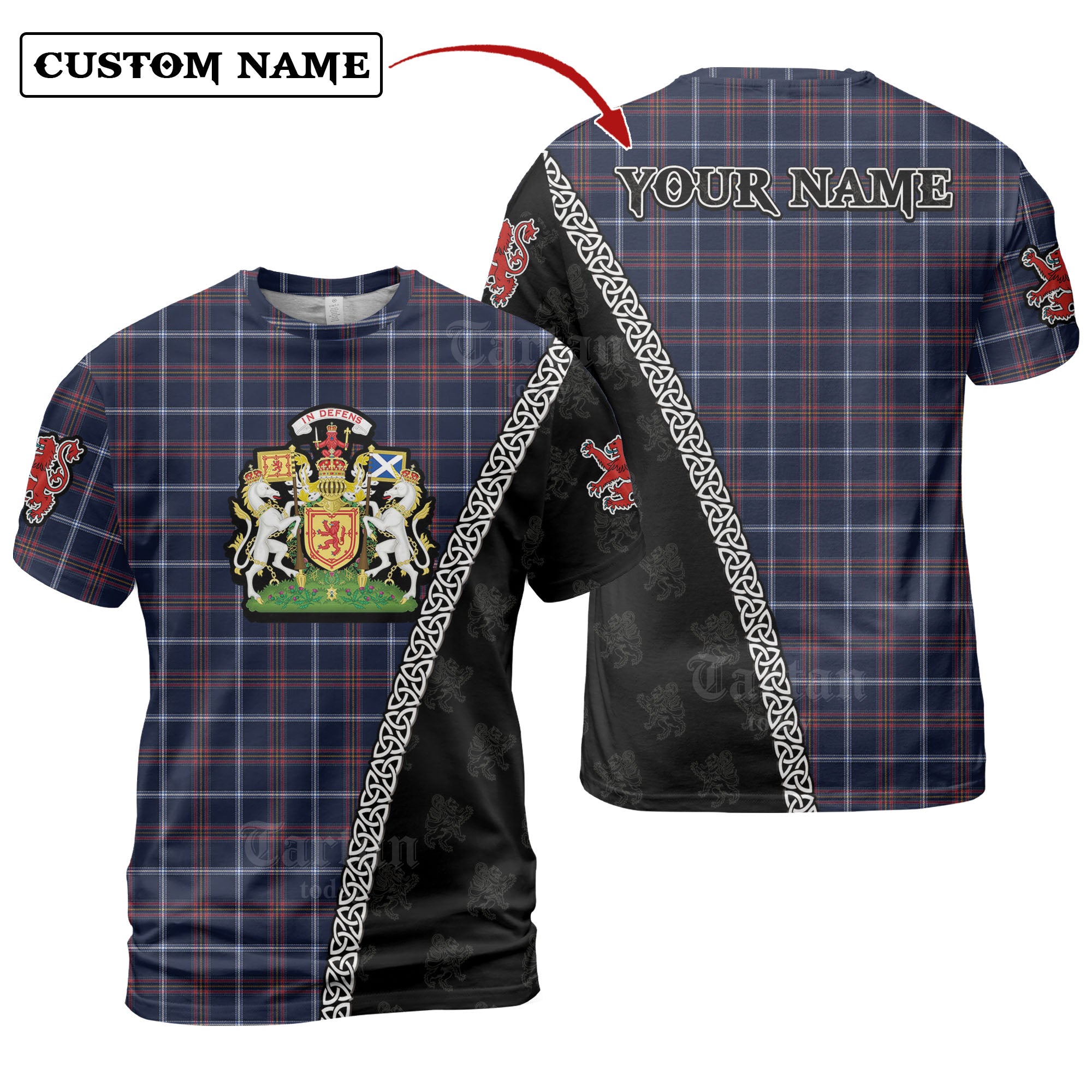 Jewish Tartan Tartan Shirt with Scotland Coat of Arms & Custom Name NV60