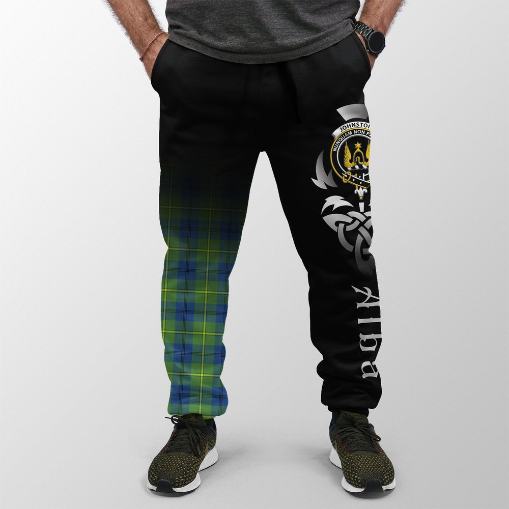 Clan Johnston Ancient Tartan Crest Jogger Sweatpants  Alba Celtic Style GF95 Clan Johnston Tartan Today   