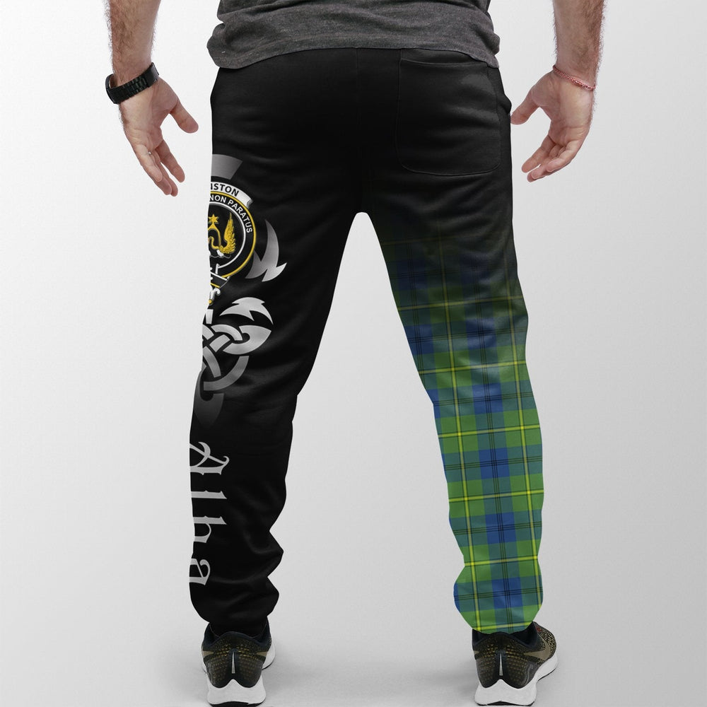 Clan Johnston Ancient Tartan Crest Jogger Sweatpants  Alba Celtic Style GF95 Clan Johnston Tartan Today   