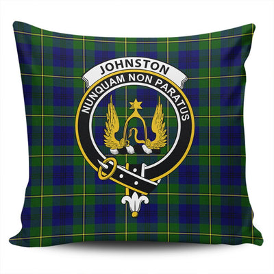 Clan Johnston Modern Tartan Crest Pillow Cover WP22