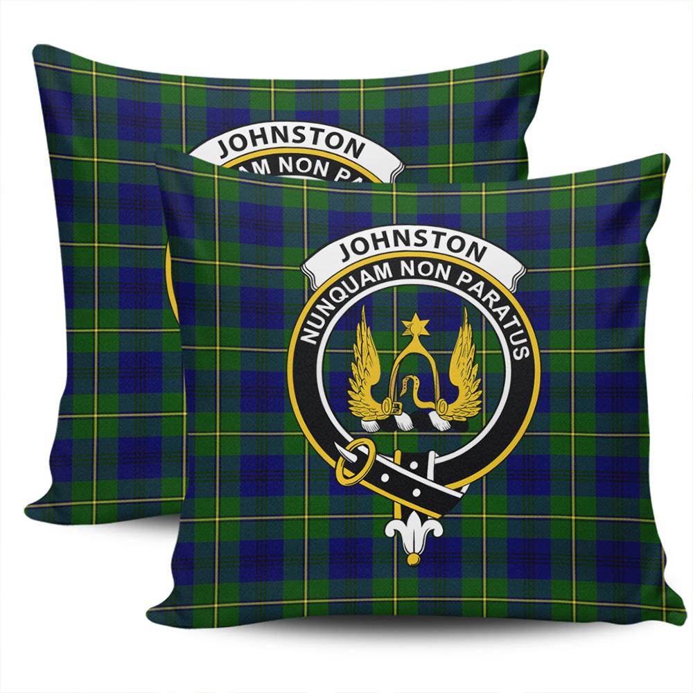 Clan Johnston Modern Tartan Crest Pillow Cover WP22 Clan Johnston Tartan Today   