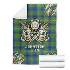 Clan Johnston Ancient Tartan Gold Courage Symbol Blanket TZ21 Clan Johnston Tartan Today   
