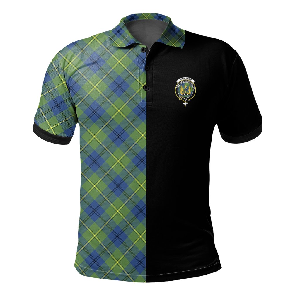Clan Johnston Ancient Tartan Polo Shirt Half of Me - Cross Style ZW79 Johnston Ancient Tartan Tartan Polo   