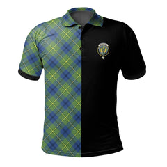 Clan Johnston Ancient Tartan Polo Shirt Half of Me - Cross Style ZW79 Johnston Ancient Tartan Tartan Polo   