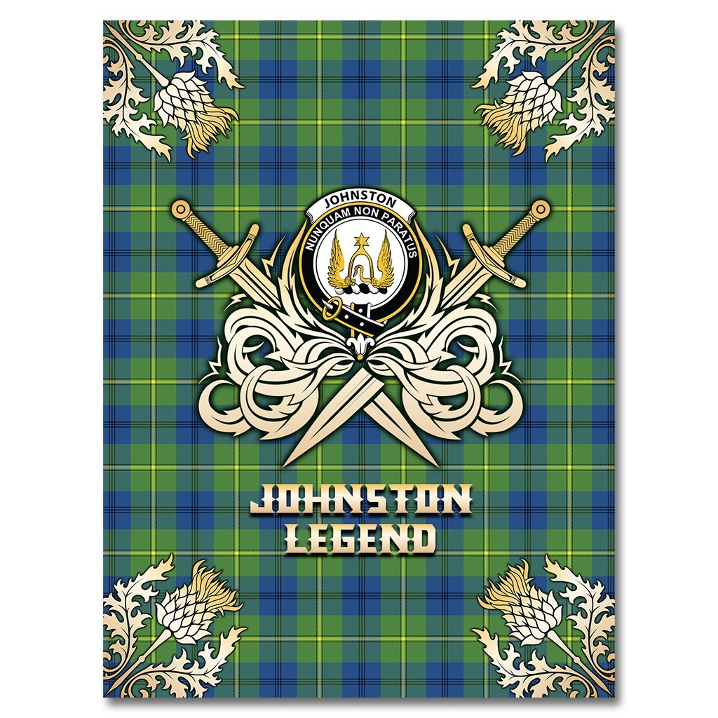 Clan Johnston Ancient Tartan Gold Courage Symbol Blanket TZ21 Clan Johnston Tartan Today   