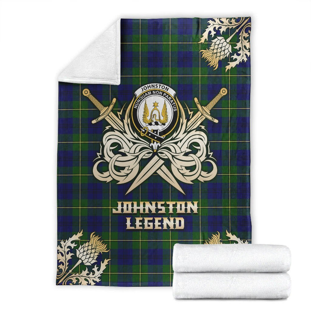 Clan Johnston Modern Tartan Gold Courage Symbol Blanket TV52 Clan Johnston Tartan Today   