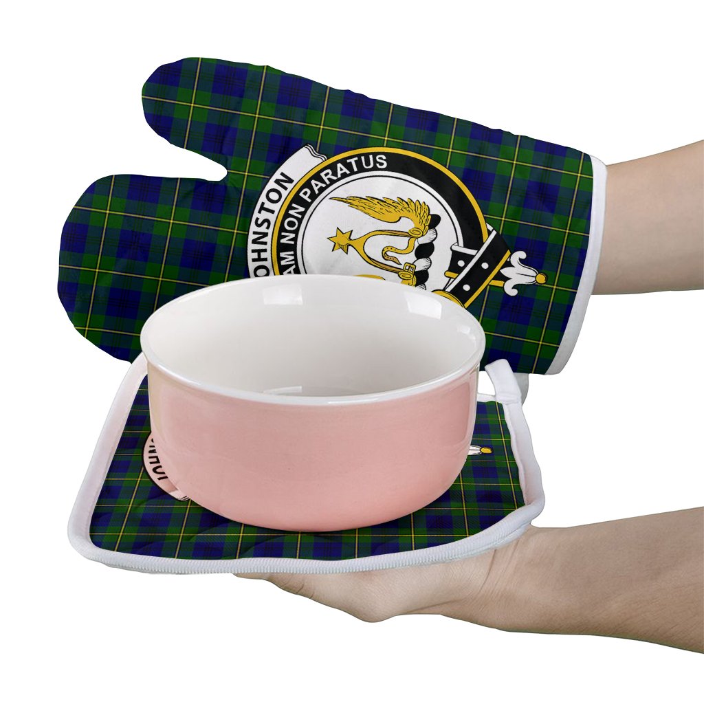 Clan Johnston Modern Tartan Crest Oven Mitt And Pot Holder (2 Oven Mitts + 1 Pot Holder) MS15 Clan Johnston Tartan Today   