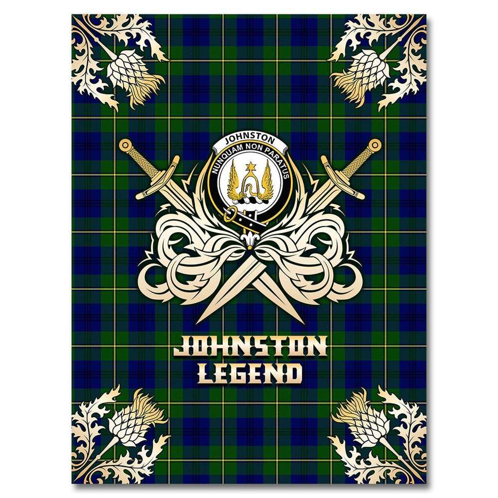 Clan Johnston Modern Tartan Gold Courage Symbol Blanket TV52 Clan Johnston Tartan Today   