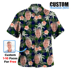 Clan Johnston Modern Tartan Custom Face Hawaiian Shirt – Unisex Gift for Family Members, Summer Party ZD58 Johnston Modern Tartan Tartan Hawaii Shirt