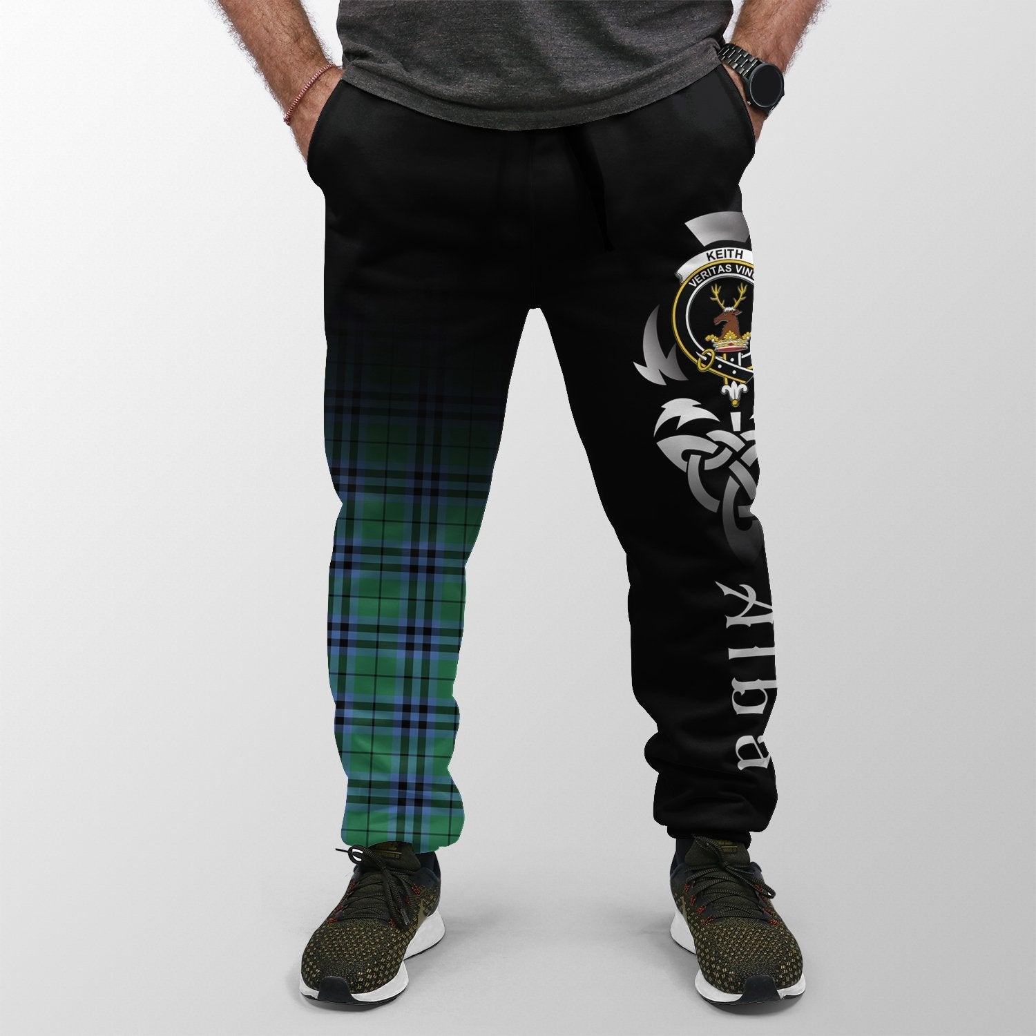 Clan Keith Ancient Tartan Crest Jogger Sweatpants  Alba Celtic Style IA88 Clan Keith Tartan Today   