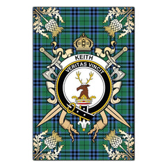 Clan Keith Ancient Tartan Crest Black Garden Flag  - Gold Thistle  YG27 Clan Keith Tartan Today   