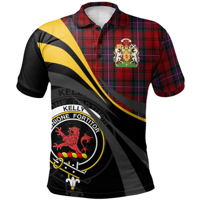 Clan Kelly of Sleat Red Tartan Polo Shirt - Royal Coat Of Arms Style