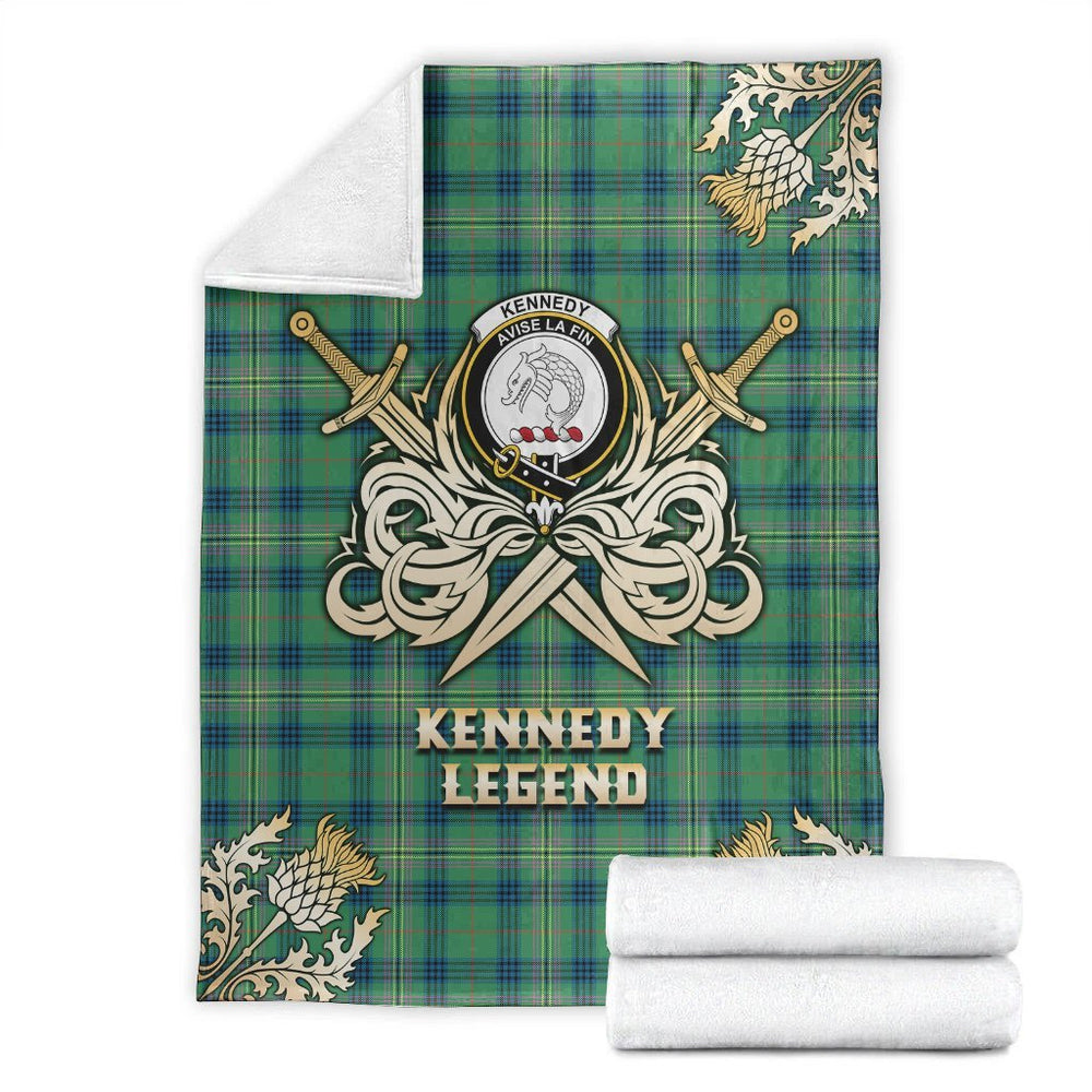 Clan Kennedy Ancient Tartan Gold Courage Symbol Blanket TI97 Clan Kennedy Tartan Today   