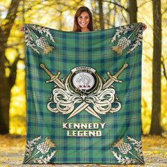 Clan Kennedy Ancient Tartan Gold Courage Symbol Blanket TI97 Clan Kennedy Tartan Today   