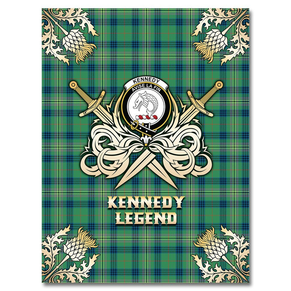 Clan Kennedy Ancient Tartan Gold Courage Symbol Blanket TI97 Clan Kennedy Tartan Today   