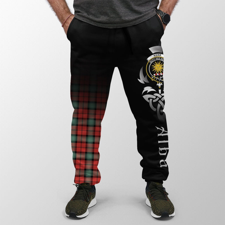 Clan Kerr Ancient Tartan Crest Jogger Sweatpants Alba Celtic Style