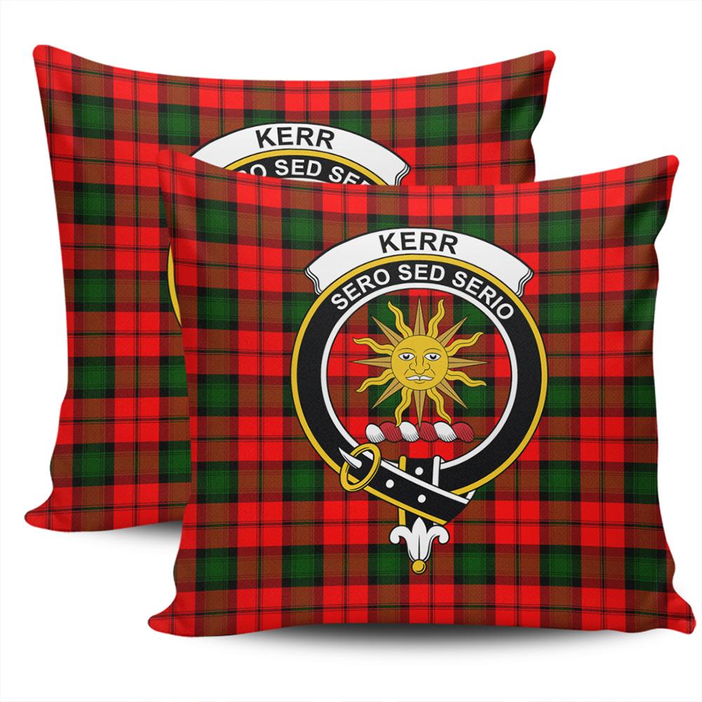 Clan Kerr Modern Tartan Crest Pillow Cover ES38 Clan Kerr Tartan Today   