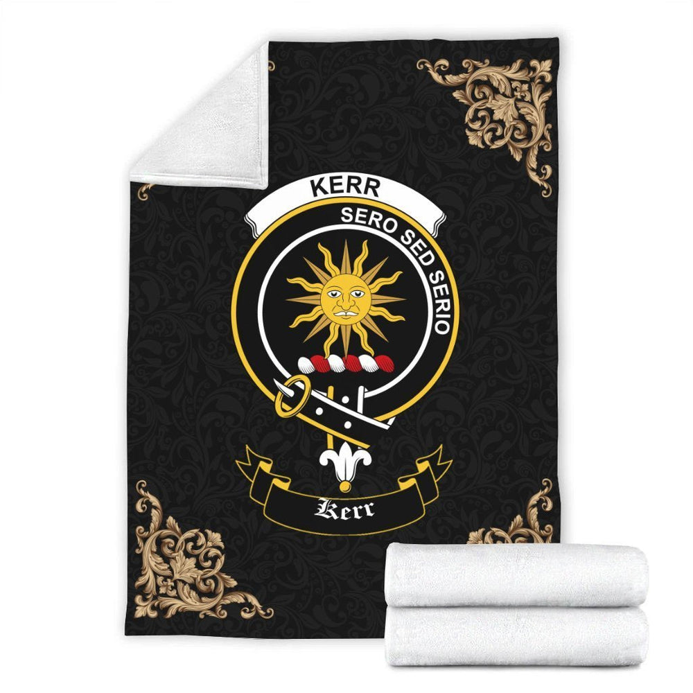 Clan Kerr Crest Tartan Premium Blanket Black FP39 Clan Kerr Tartan Today   