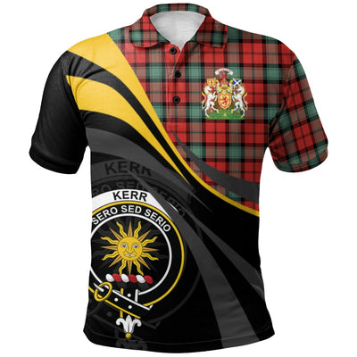 Clan Kerr Ancient Tartan Polo Shirt - Royal Coat Of Arms Style