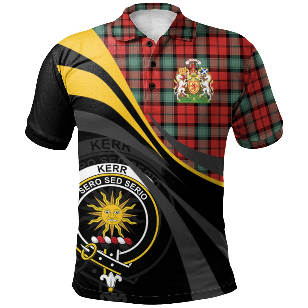 Clan Kerr Ancient Tartan Polo Shirt - Royal Coat Of Arms Style BE38 Kerr Ancient Tartan Tartan Polo   