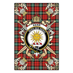 Clan Kerr Ancient Tartan Crest Black Garden Flag  - Gold Thistle  IU95 Clan Kerr Tartan Today   
