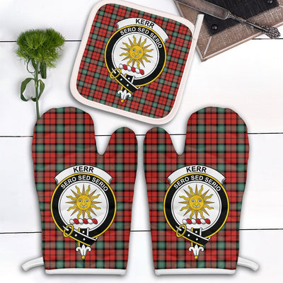 Clan Kerr Ancient Tartan Crest Oven Mitt And Pot Holder (2 Oven Mitts + 1 Pot Holder)