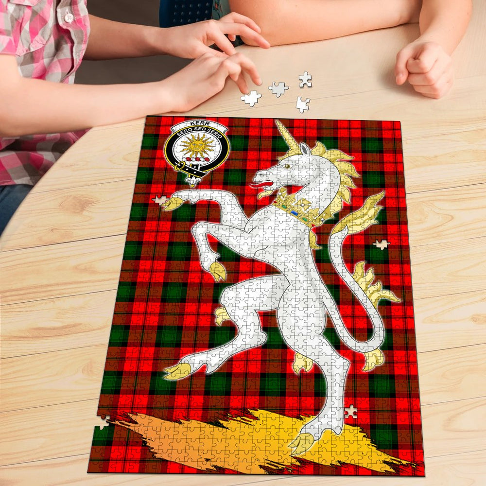 Clan Kerr Modern Tartan Crest Unicorn Scotland Jigsaw Puzzles Gift For Family AD85 Clan Kerr Tartan Today   