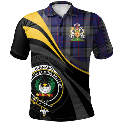 Clan Kinnaird Tartan Polo Shirt - Royal Coat Of Arms Style