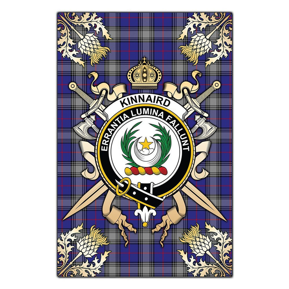 Clan Kinnaird Tartan Crest Black Garden Flag  - Gold Thistle  IY87 Clan Kinnaird Tartan Today   