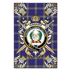Clan Kinnaird Tartan Crest Black Garden Flag  - Gold Thistle  IY87 Clan Kinnaird Tartan Today   