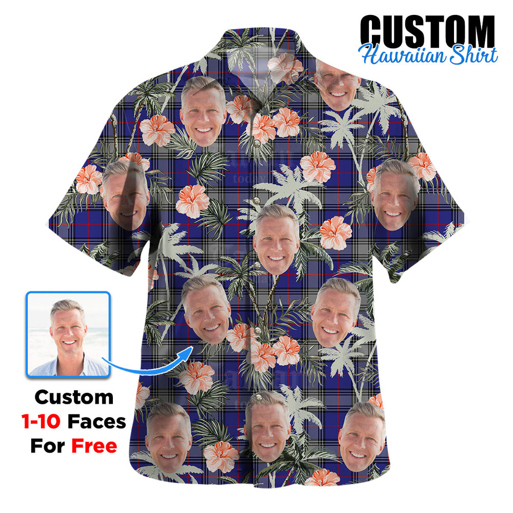Clan Kinnaird Tartan Custom Face Hawaiian Shirt – Unisex Gift for Family Members, Summer Party RE12 Kinnaird Tartan Tartan Hawaii Shirt