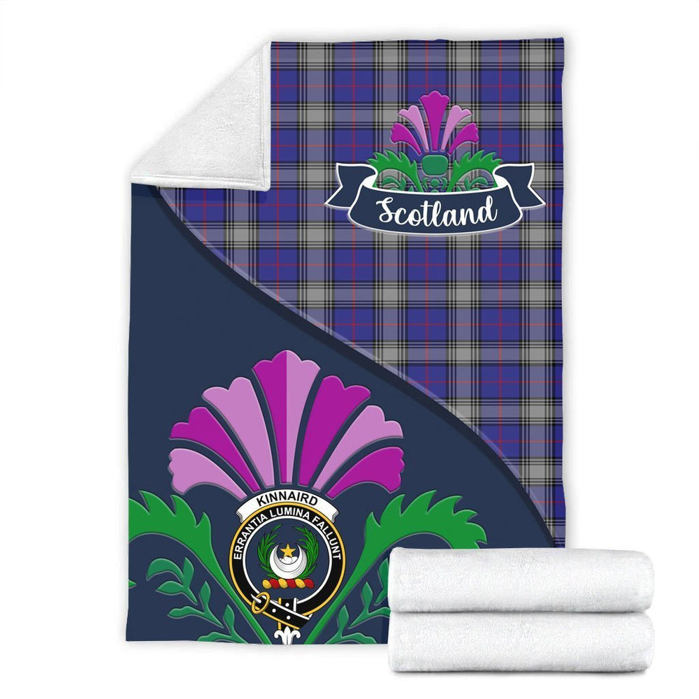 Clan Kinnaird Tartan Crest Premium Blanket Thistle Style QS30 Clan Kinnaird Tartan Today   