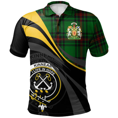 Clan Kinnear Tartan Polo Shirt - Royal Coat Of Arms Style
