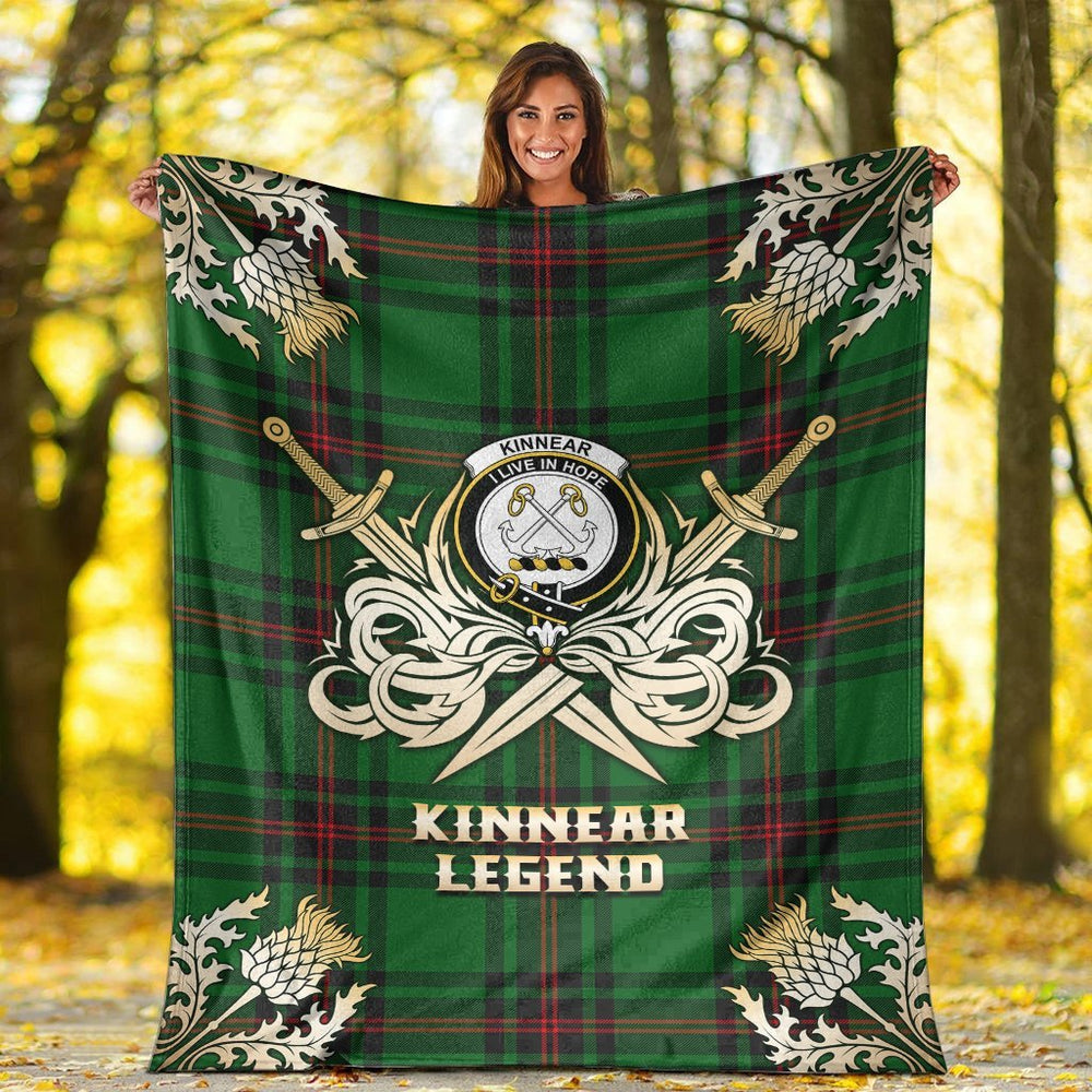 Clan Kinnear Tartan Gold Courage Symbol Blanket MN10 Clan Kinnear Tartan Today   