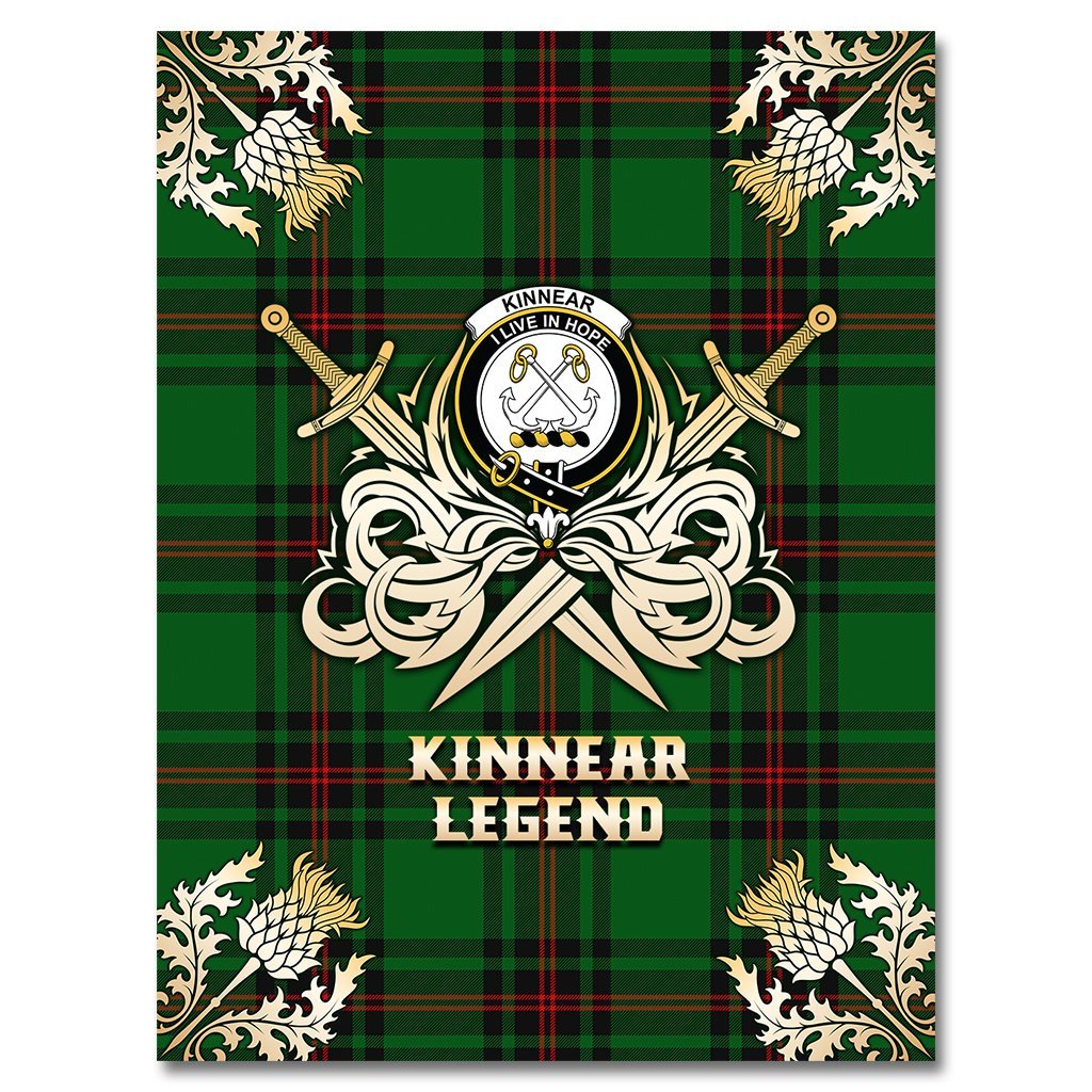Clan Kinnear Tartan Gold Courage Symbol Blanket MN10 Clan Kinnear Tartan Today   