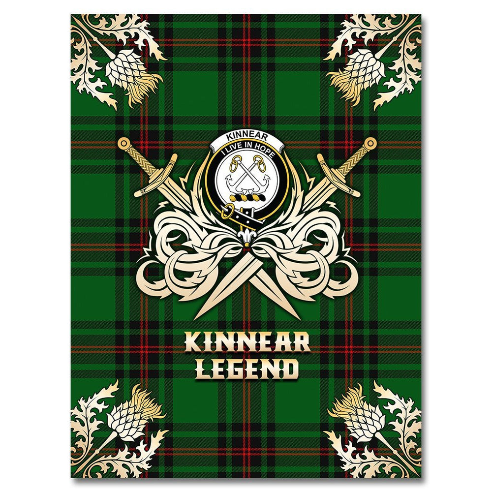 Clan Kinnear Tartan Gold Courage Symbol Blanket MN10 Clan Kinnear Tartan Today   