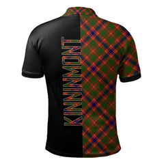 Clan Kinninmont Tartan Polo Shirt Half of Me - Cross Style GR48 Kinninmont Tartan Tartan Polo   