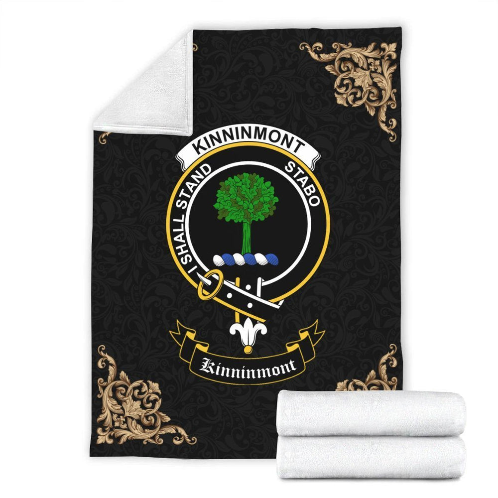 Clan Kinninmont Crest Tartan Premium Blanket Black BW50 Clan Hall Tartan Today   