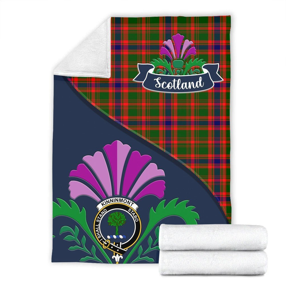 Clan Kinninmont Tartan Crest Premium Blanket Thistle Style ZD57 Clan Hall Tartan Today   