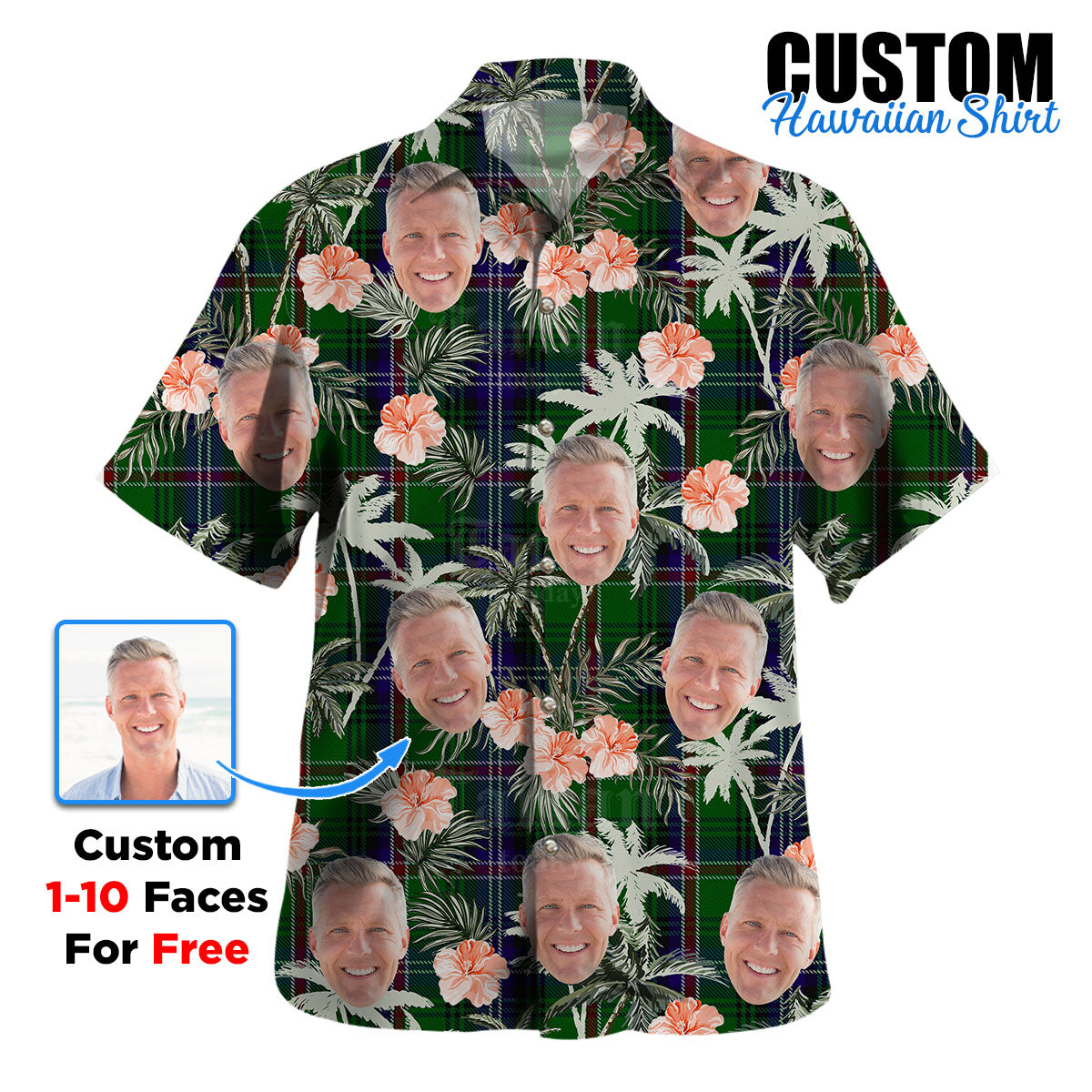 Clan Kirby Tartan Custom Face Hawaiian Shirt – Unisex Gift for Family Members, Summer Party GU22 Kirby Tartan Tartan Hawaii Shirt