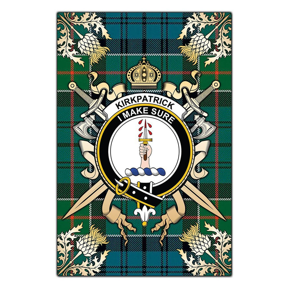 Clan Kirkpatrick Tartan Crest Black Garden Flag  - Gold Thistle  HZ55 Clan Kirk Tartan Today   