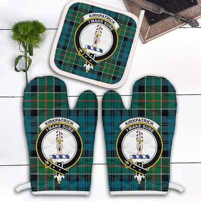 Clan Kirkpatrick Tartan Crest Oven Mitt And Pot Holder (2 Oven Mitts + 1 Pot Holder)