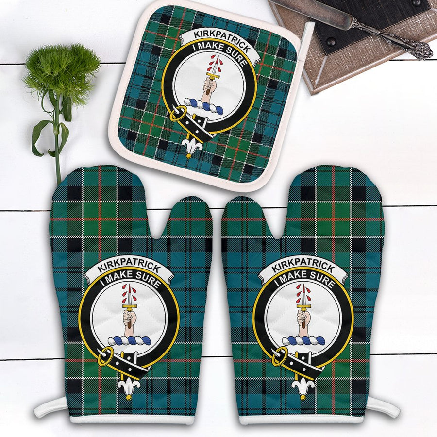 Clan Kirkpatrick Tartan Crest Oven Mitt And Pot Holder (2 Oven Mitts + 1 Pot Holder)
