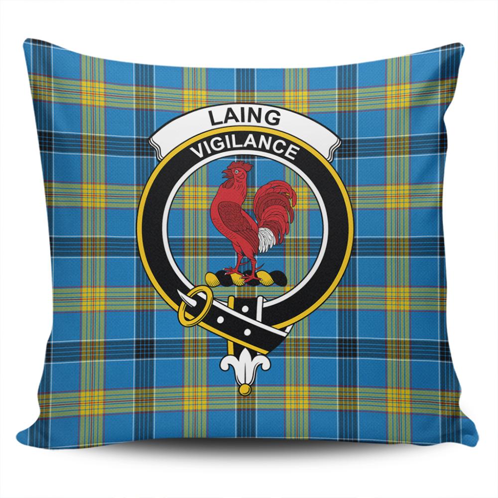 Clan Laing Tartan Crest Pillow Cover LP63 Clan Laing Tartan Today   