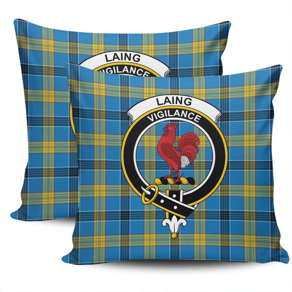 Clan Laing Tartan Crest Pillow Cover LP63 Clan Laing Tartan Today   